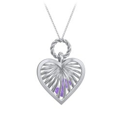 Radiant Caged Heart Necklace with 1-6 Birthstones