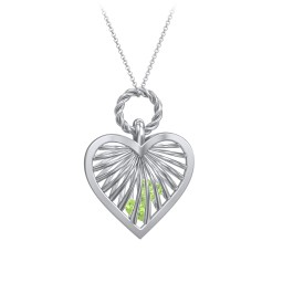 Radiant Caged Heart Necklace with 1-6 Birthstones