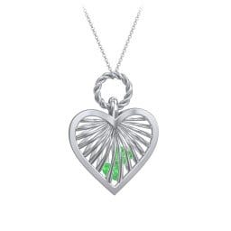 Radiant Caged Heart Necklace with 1-6 Birthstones