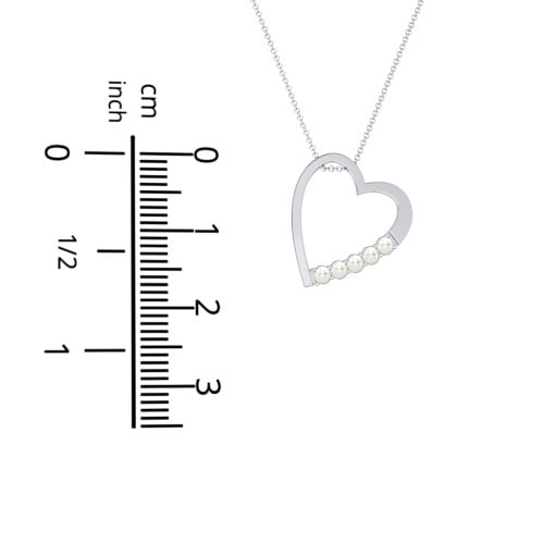 Engravable Tilted Heart Necklace with Pearls