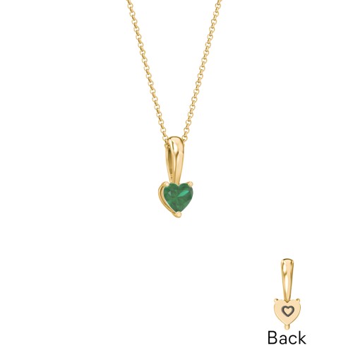 Engravable Generations Stacking Hearts Pendant - 1 – 18K Gold Plated Silver with Emerald