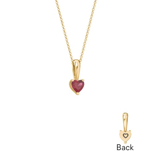 Engravable Generations Stacking Hearts Pendant - 1 – 18K Gold Plated Silver with Ruby