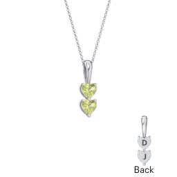Engravable Generations Stacking Hearts Pendant - 2 in 925 Sterling Silver with Peridot