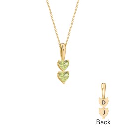 Engravable Generations Stacking Hearts Pendant - 2 in 18K Gold Plated Silver with Peridot