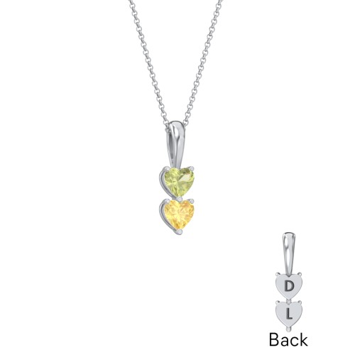 Engravable Generations Stacking Hearts Pendant - 2 – Sterling Silver with Peridot and Citrine