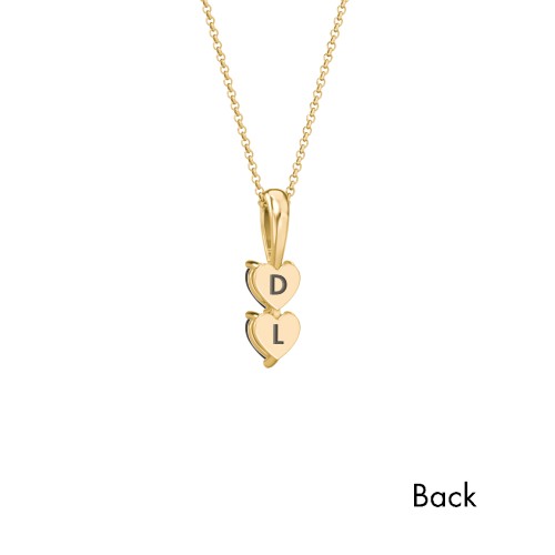 Engravable Generations Stacking Hearts Pendant - 2 – 18K Gold Plated Silver with Smokey Quartz