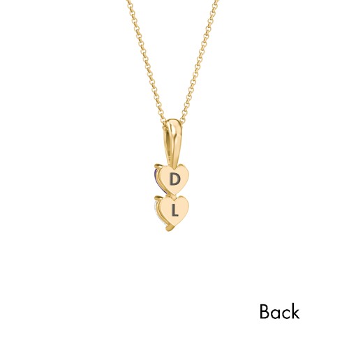 Engravable Generations Stacking Hearts Pendant - 2 – 18K Gold Plated Silver with Amethyst and Cubic Zirconia