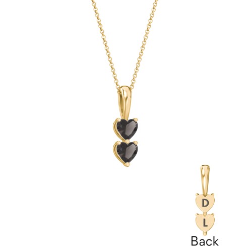 Engravable Generations Stacking Hearts Pendant - 2 – 18K Gold Plated Silver with Smokey Quartz