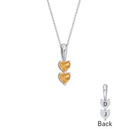 Engravable Generations Stacking Hearts Pendant - 2 in 925 Sterling Silver with Citrine
