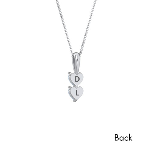 Engravable Generations Stacking Hearts Pendant - 2 – Sterling Silver with Aquamarine