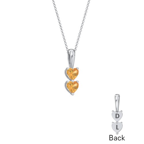 Engravable Generations Stacking Hearts Pendant - 2 – Sterling Silver with Citrine