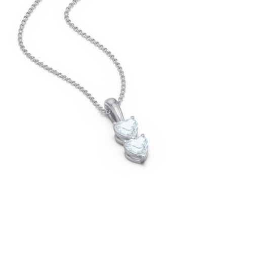 Engravable Generations Stacking Hearts Pendant - 2 – Sterling Silver with Aquamarine