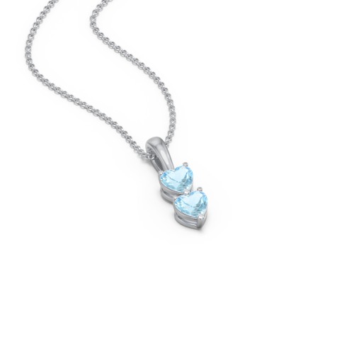 Engravable Generations Stacking Hearts Pendant - 2 – Sterling Silver with Blue Topaz