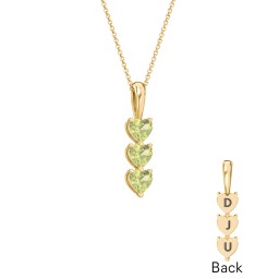 Engravable Generations Stacking Hearts Pendant - 3 in 18K Gold Plated Silver with Peridot