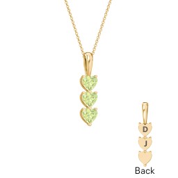 Engravable Generations Stacking Hearts Pendant - 3 in 18K Gold Plated Silver with Peridot