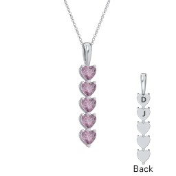Engravable Generations Stacking Hearts Pendant - 5 in 925 Sterling Silver with Alexandrite