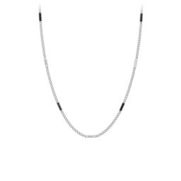 Engravable Bar Open Curb Chain with Black Enamel Bars