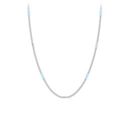 Engravable Bar Open Curb Chain with Blue Enamel Bars