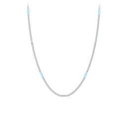 Engravable Bar Open Curb Chain with Blue Enamel Bars