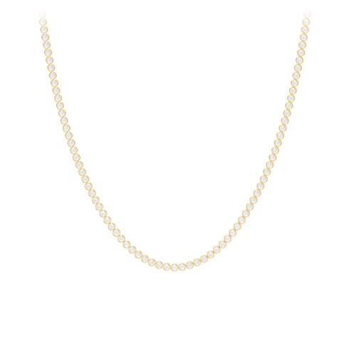 Round Cubic Zirconia Tennis Necklace – 18K Gold Plated Silver