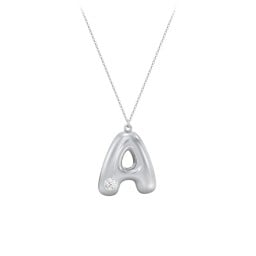 Custom Bubble Initial Necklace with Birthstone