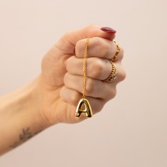 Custom Bubble Initial Necklace with Birthstone