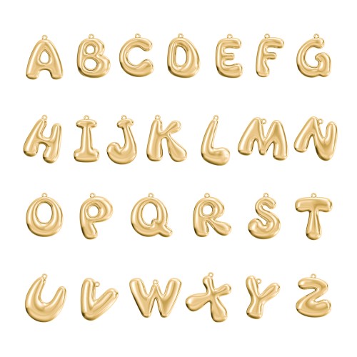 Custom Bubble Initial Necklace – 18K Gold Plated Silver