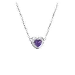 Puffy Heart Pendant with 1 Birthstone