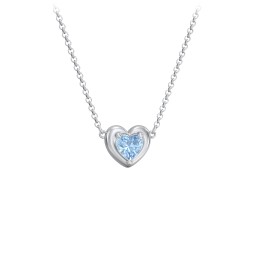 Puffy Heart Pendant with 1 Birthstone