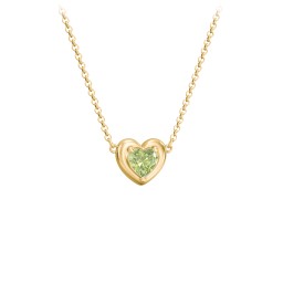 Puffy Heart Pendant with 1 Birthstone in 18K Gold Plated Silver with Peridot