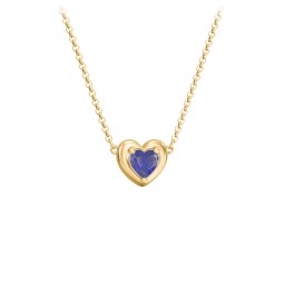 Puffy Heart Pendant with 1 Birthstone in 18K Gold Plated Silver with Blue Sapphire