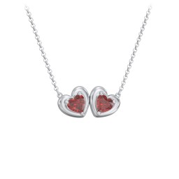 Puffy Heart Pendant with 2 Birthstones