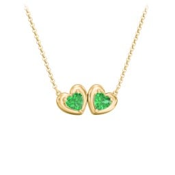 Puffy Heart Pendant with 2 Birthstones