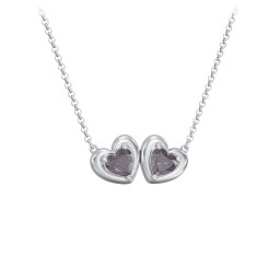 Puffy Heart Pendant with 2 Birthstones