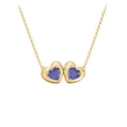 Puffy Heart Pendant with 2 Birthstones