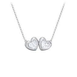 Puffy Heart Pendant with 2 Birthstones