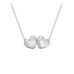 Puffy Heart Pendant with 2 Birthstones