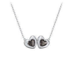 Puffy Heart Pendant with 2 Birthstones