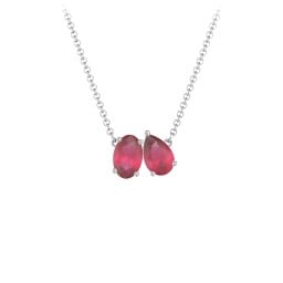 Toi et Moi Oval and Pear Gemstone Necklace