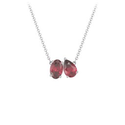 Toi et Moi Oval and Pear Gemstone Necklace