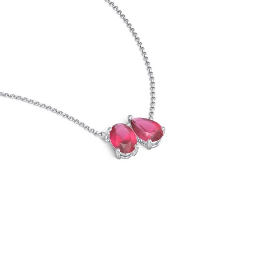 Toi et Moi Oval and Pear Gemstone Necklace