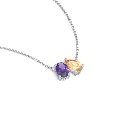 Toi et Moi Oval and Pear Gemstone Necklace