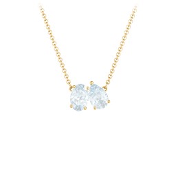 Toi et Moi Oval and Pear Gemstone Necklace in 18K Gold Plated Silver with Aquamarine