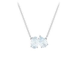 Toi et Moi Oval and Pear Gemstone Necklace in 925 Sterling Silver with Aquamarine
