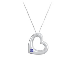 Floating Puffy Heart Pendant with 2 Birthstones