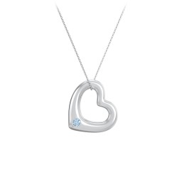 Floating Puffy Heart Pendant with 2 Birthstones