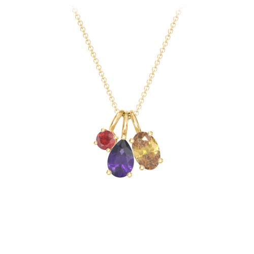 Toi et Moi + Baby and Me - Necklace Charms – 10K Yellow Gold with Amethyst, Citrine, and Garnet