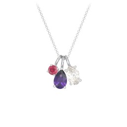 Toi et Moi + Baby and Me - Necklace Charms in 925 Sterling Silver with Amethyst, Cubic Zirconia, and Ruby