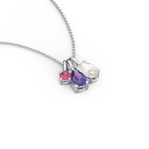 Toi et Moi + Baby and Me - Necklace Charms – Sterling Silver with Amethyst, Cubic Zirconia, and Ruby