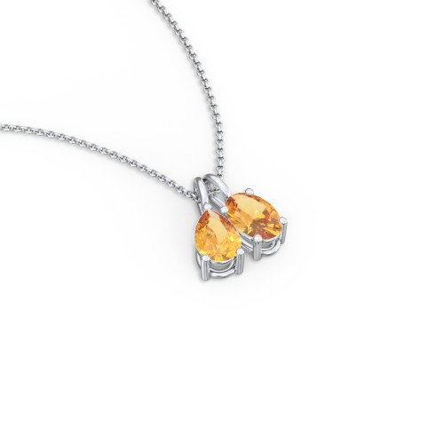 Toi et Moi Necklace Charms – Sterling Silver with Citrine